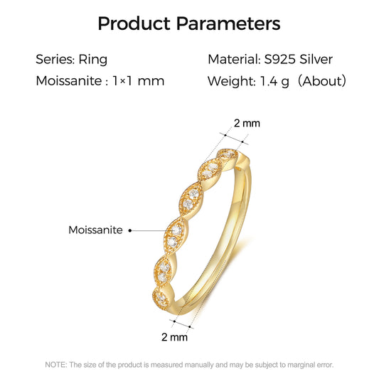 925 Sterling Silver Natural Moissanite Ring