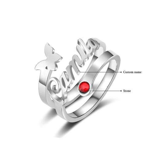 Custom Name Butterfly Ring