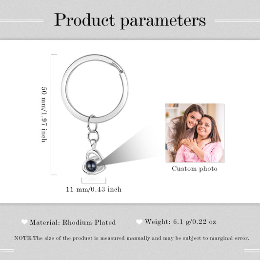 Custom Photo Projection Heart Keychain