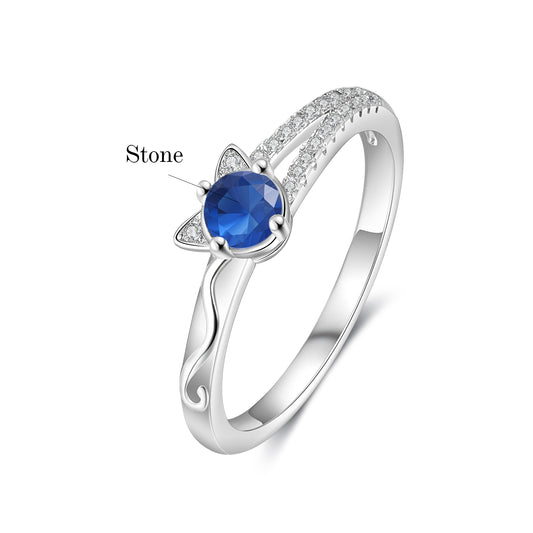 Personalized Birthstone Cat Ring