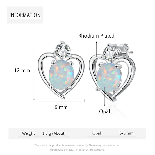 Fashion Rhodium Plated Opal Earrings