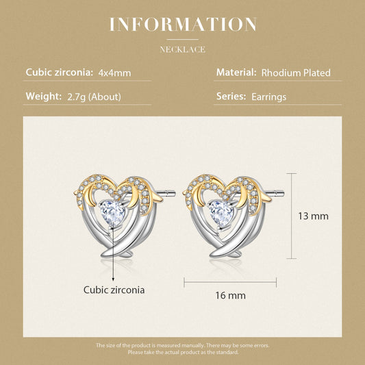 Heart Shape Wing Stud Earring