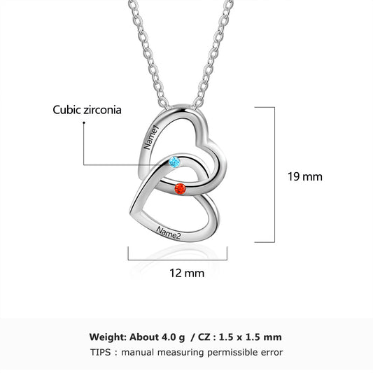 925 Sterling Silver Double Heart Necklace - iYdr