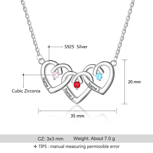 Birthstone & Engraved 925 Sterling Silver Necklace