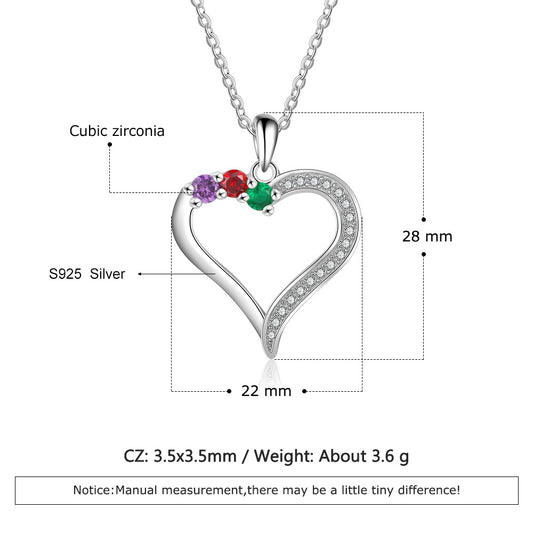 925 Silver Heart Necklace with Cubic Zirconia - iYdr