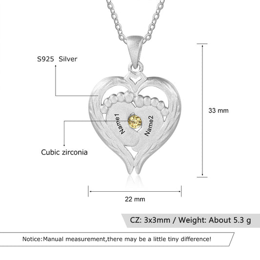 S925 Heart and Feet Pendant Necklace