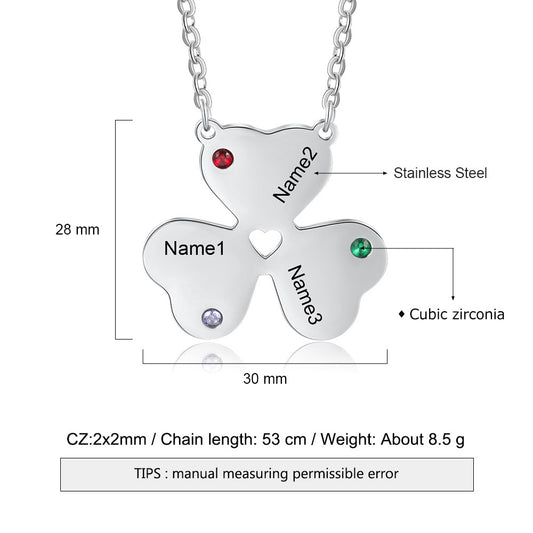 Birthstone & Engraved Stainless Steel Necklace