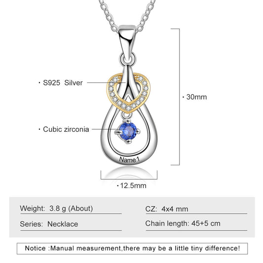 925 Sterling Silver One Birthstone Heart Necklace - iYdr