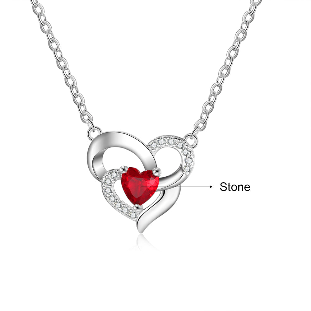 925 Sterling Silver One Birthstone Heart Necklace - iYdr