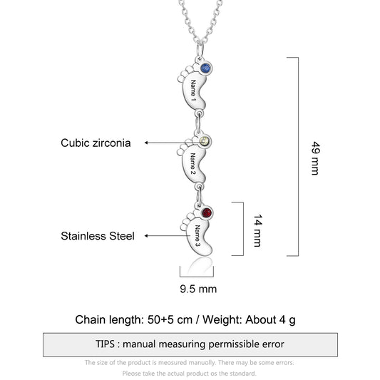 Birthstone & Engraved Stainless Steel Necklace