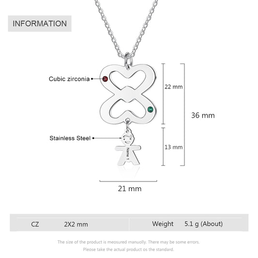 Birthstone & Engraved Stainless Steel Necklace