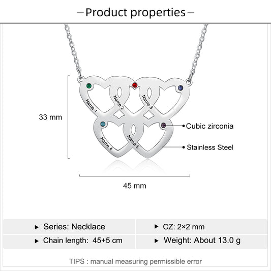 Stainless Steel Birthstone Heart Necklace - iYdr