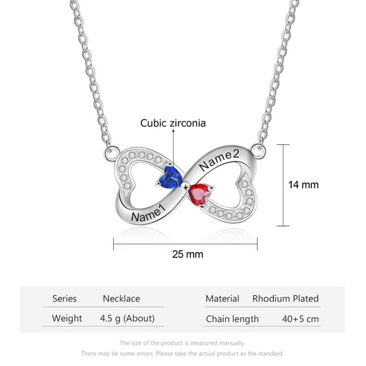 Rhodium Plated Double Heart Necklace - iYdr