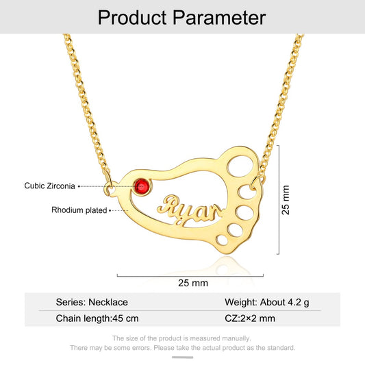 Rhodium Plated Bayby Feet Name Necklace