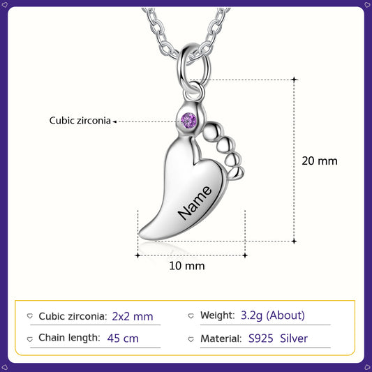 S925 Silver Baby Feet Necklace