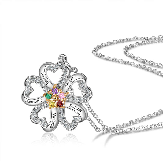 S925 Silver Heart Shape Flower Pendant Necklace - iYdr