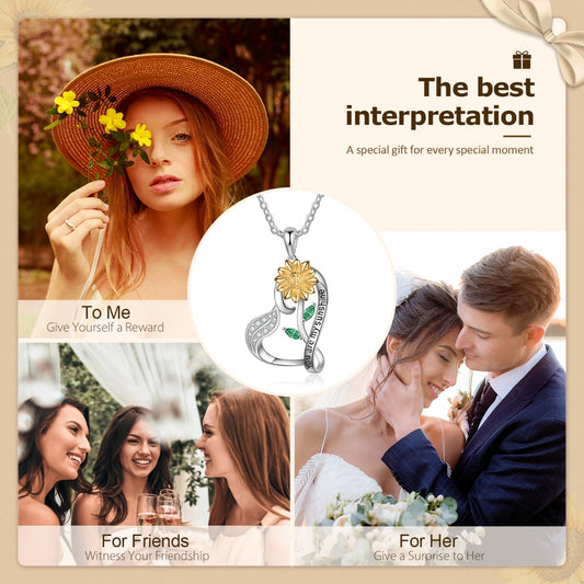 Personalized Sunflower Heart Shape Necklace
