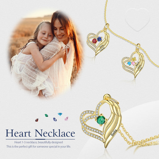 Personalized Angel Wing Heart Necklace - iYdr