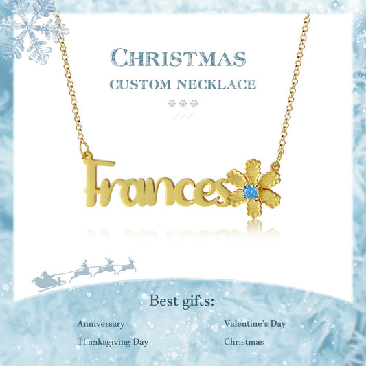 Personalized Christmas Flower Name Necklace