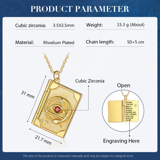Personalized Rhodium Plated Book Necklace - iYdr