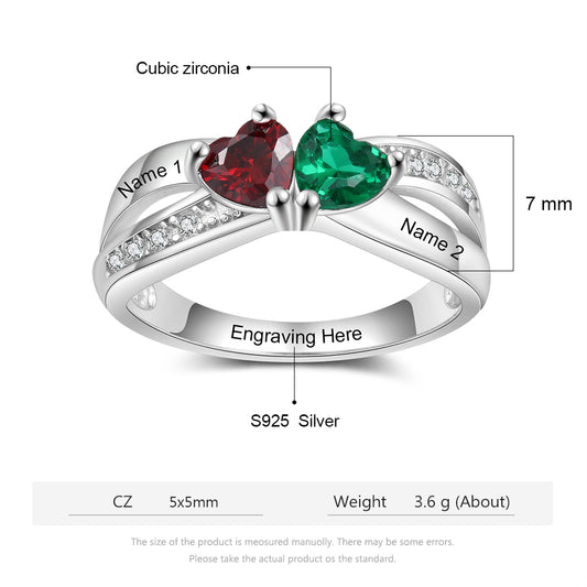 Birthstone & Engraved Sterling Silver Ring