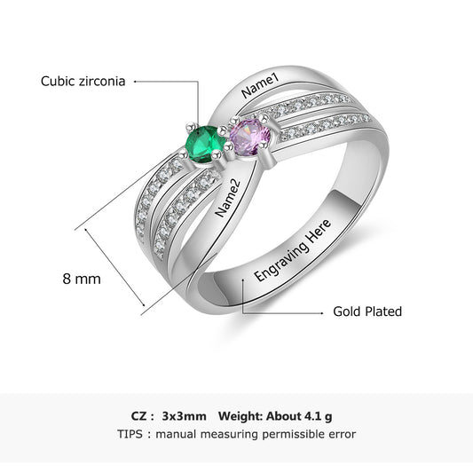 S925 Birthstone Wedding Rings