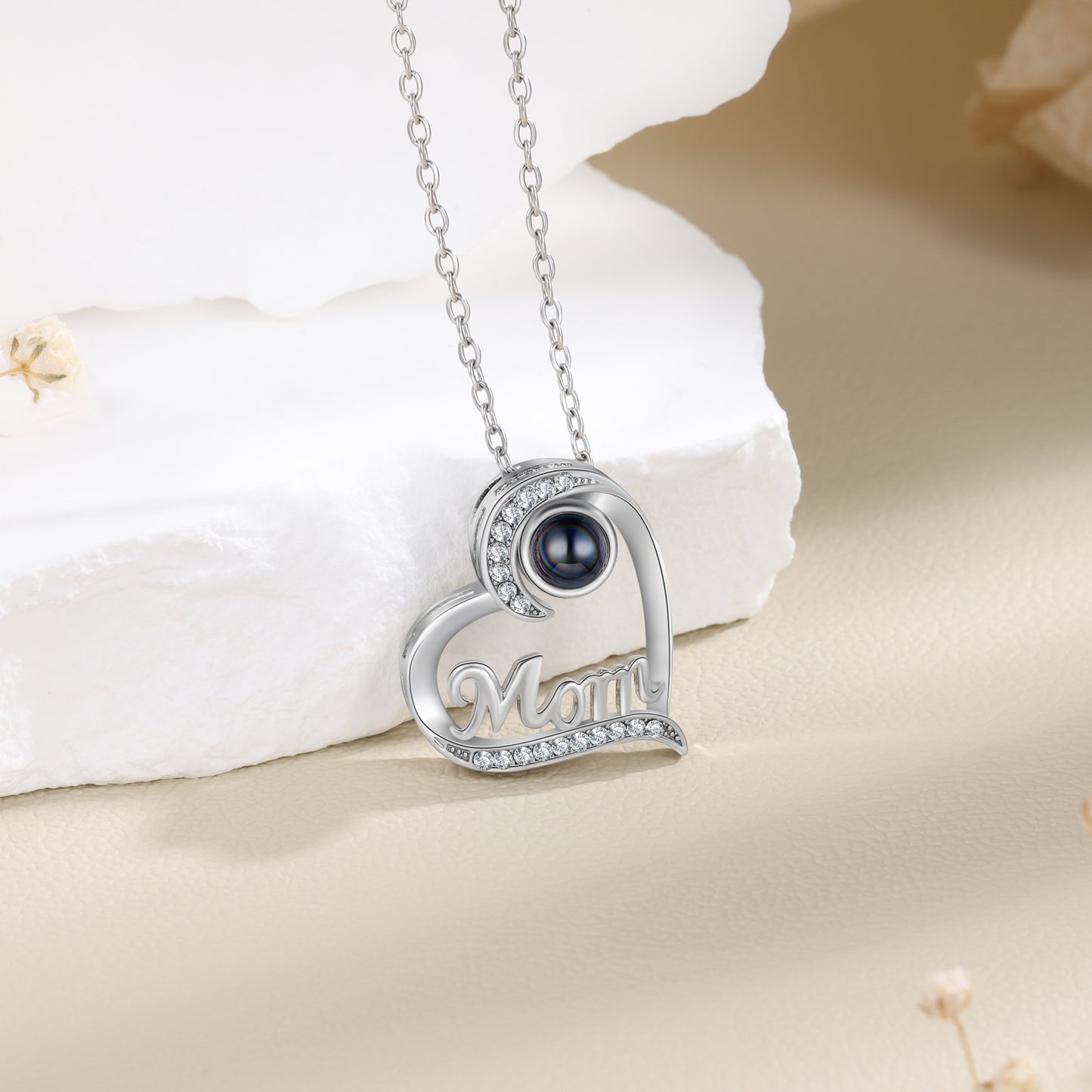 Mother's Gift Personalized Photo Projection Heart Necklace