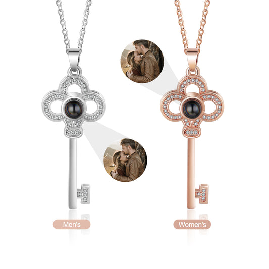 Custom Key Projection Couple Necklace