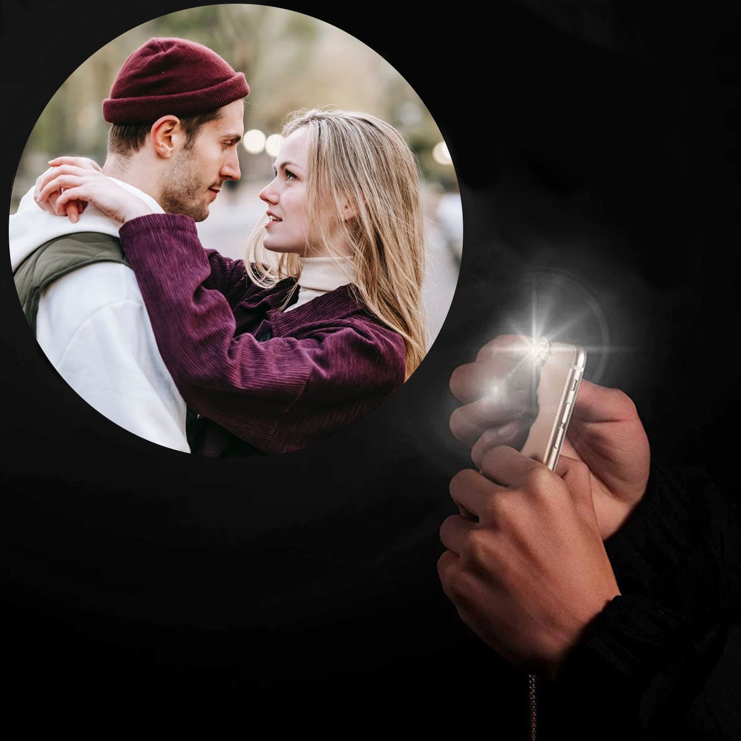 Custom Photo Projection Hexagon Star Couple Bracelet