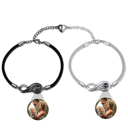 Custom Photo Projection Infinity Couple Bracelet