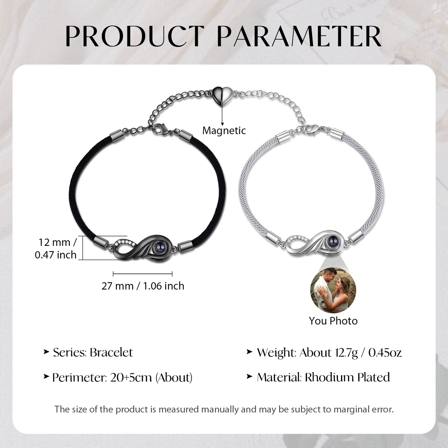 Custom Photo Projection Infinity Couple Bracelet
