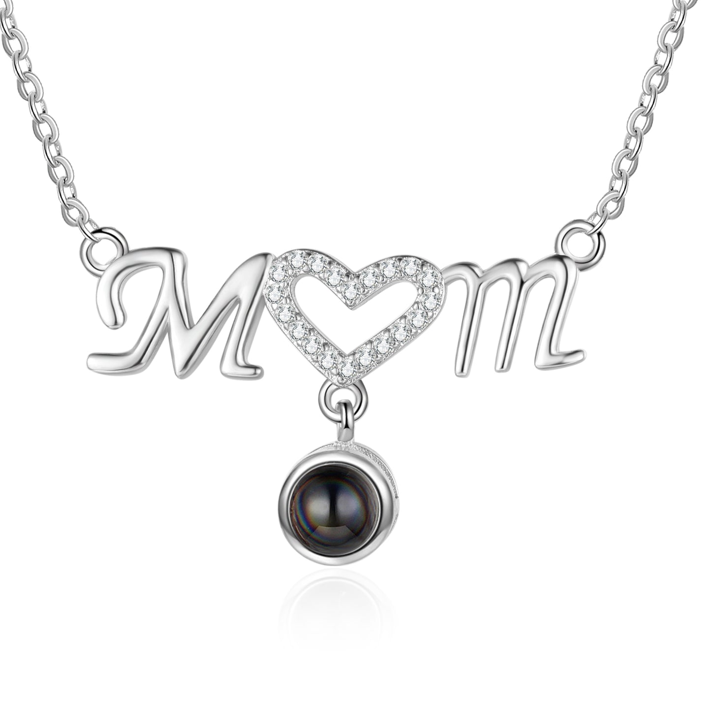 Mother's Day Custom Photo Projection Necklace with Mom