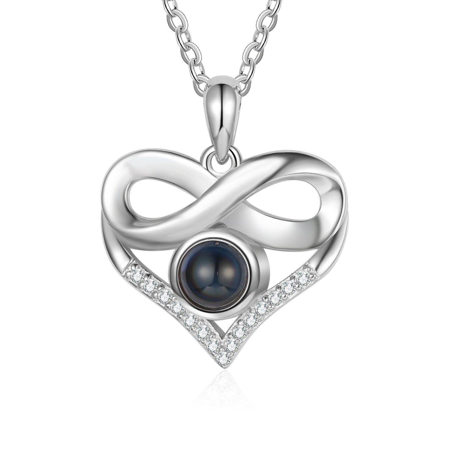 Custom Photo Projection Heart Infinity Necklace