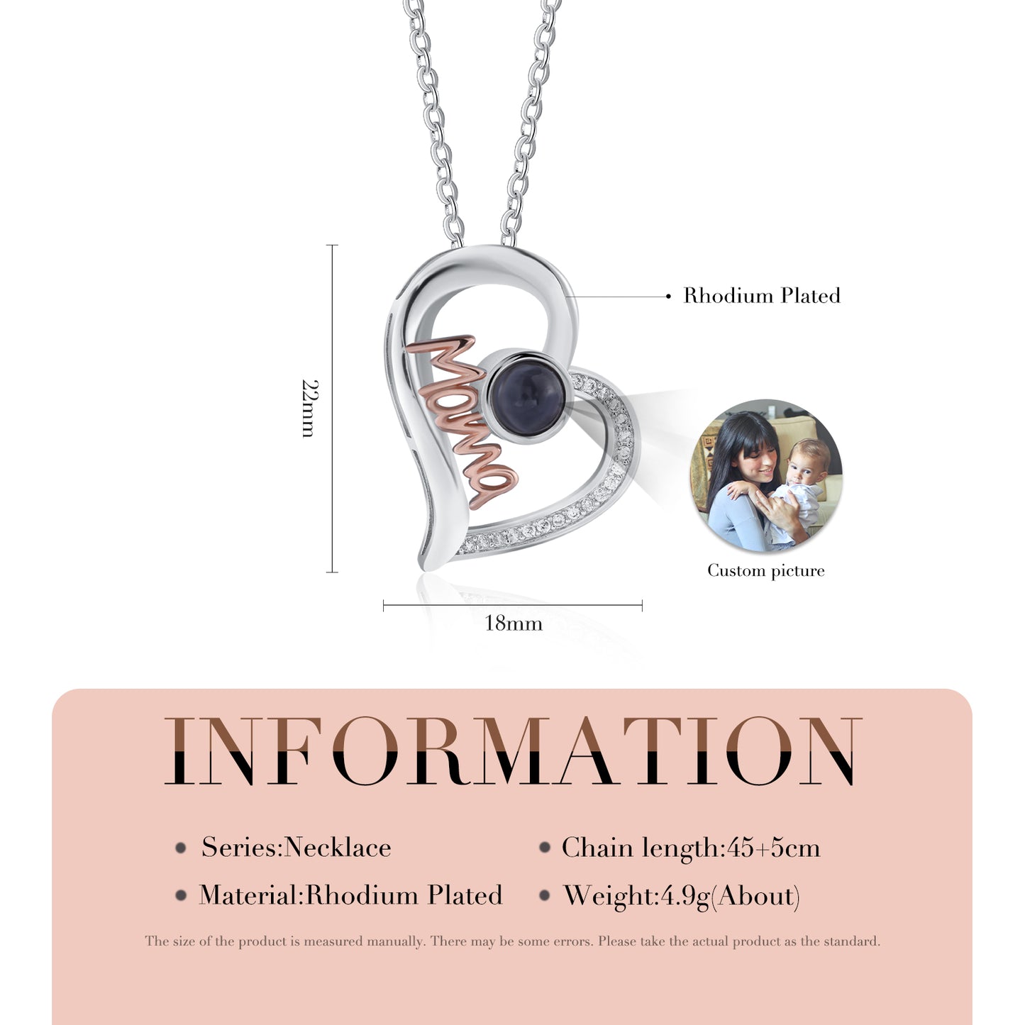 Custom Photo Projection Necklace with Mama