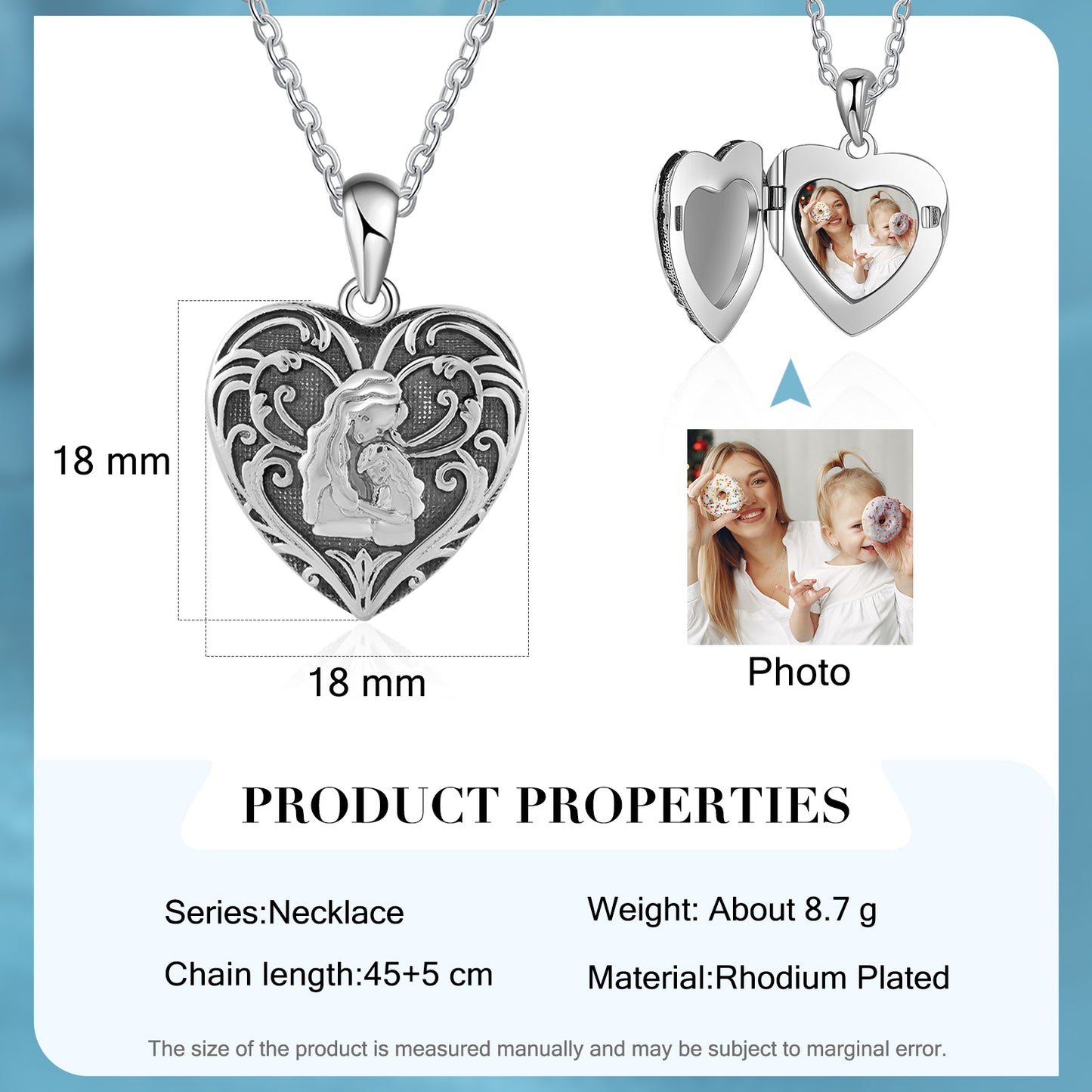 Custom Photo Heart Necklace