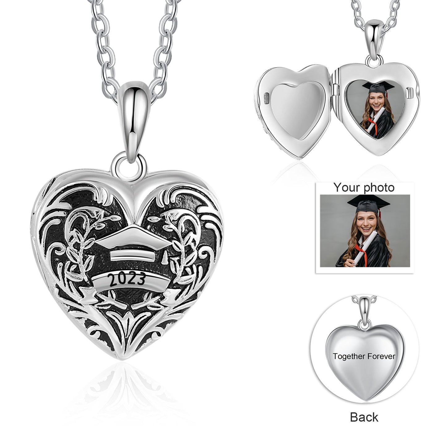 Graduation Gift Custom Photo Heart Necklace