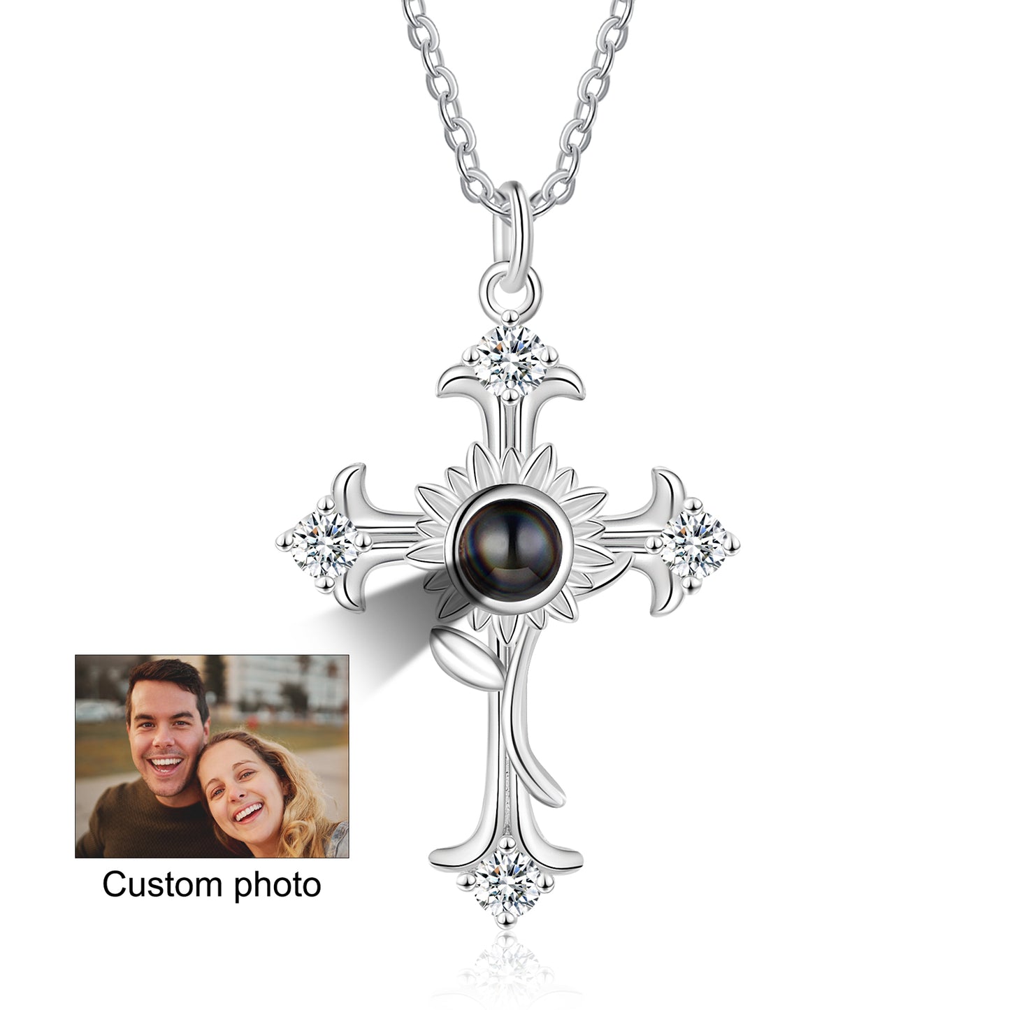 Custom Photo Projection Cross Necklace