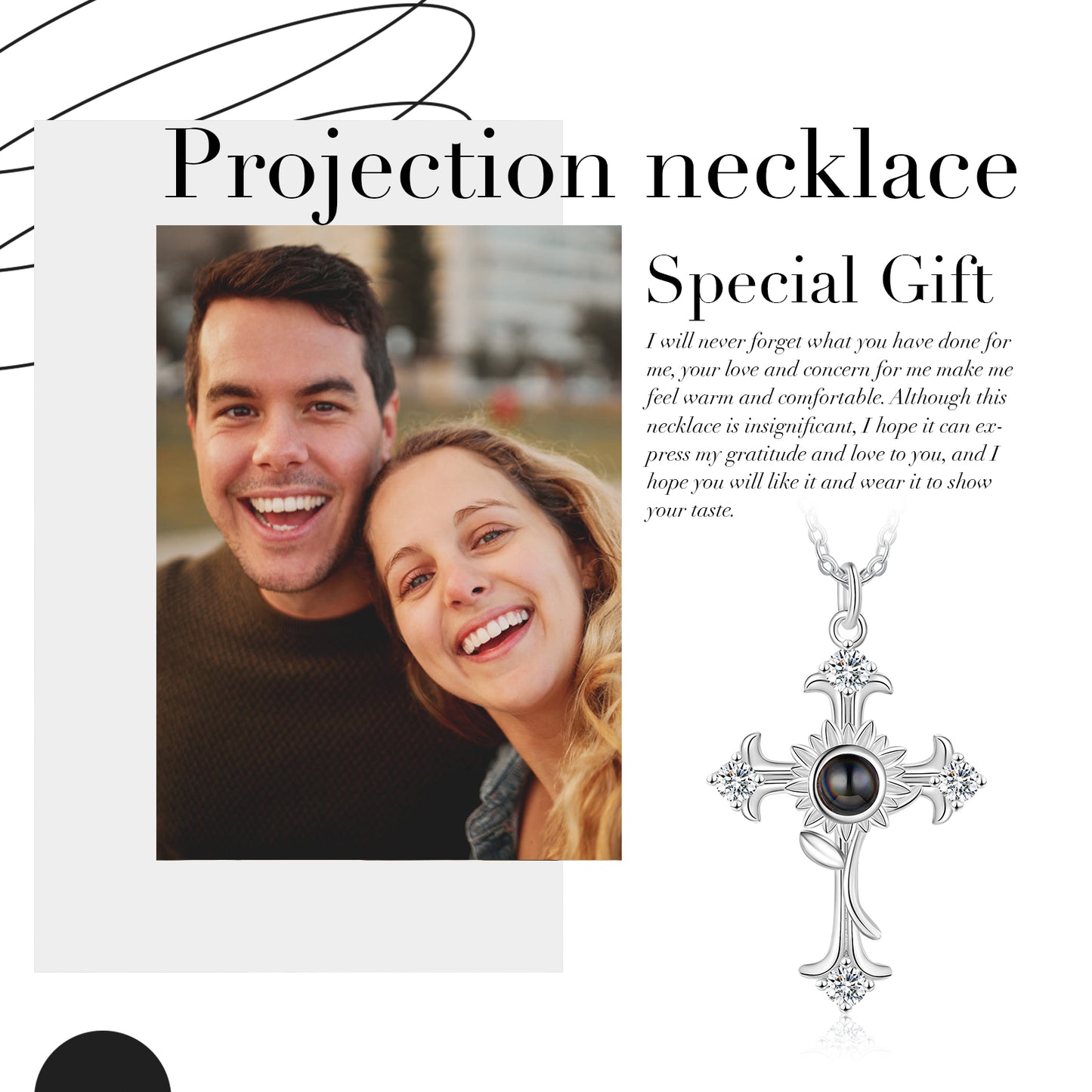 Custom Photo Projection Cross Necklace