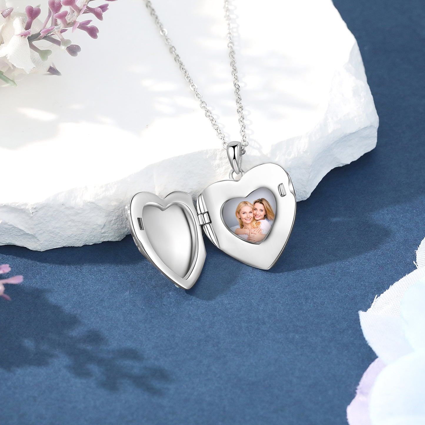 Custom Photo Heart Locket Necklace