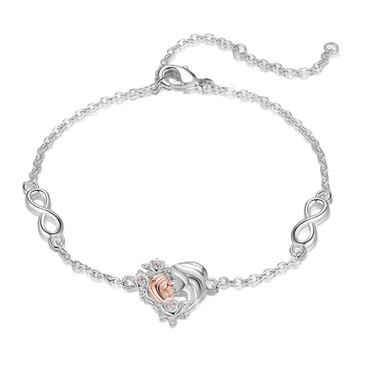 Mother and Child Heart Bracelet with Infinity