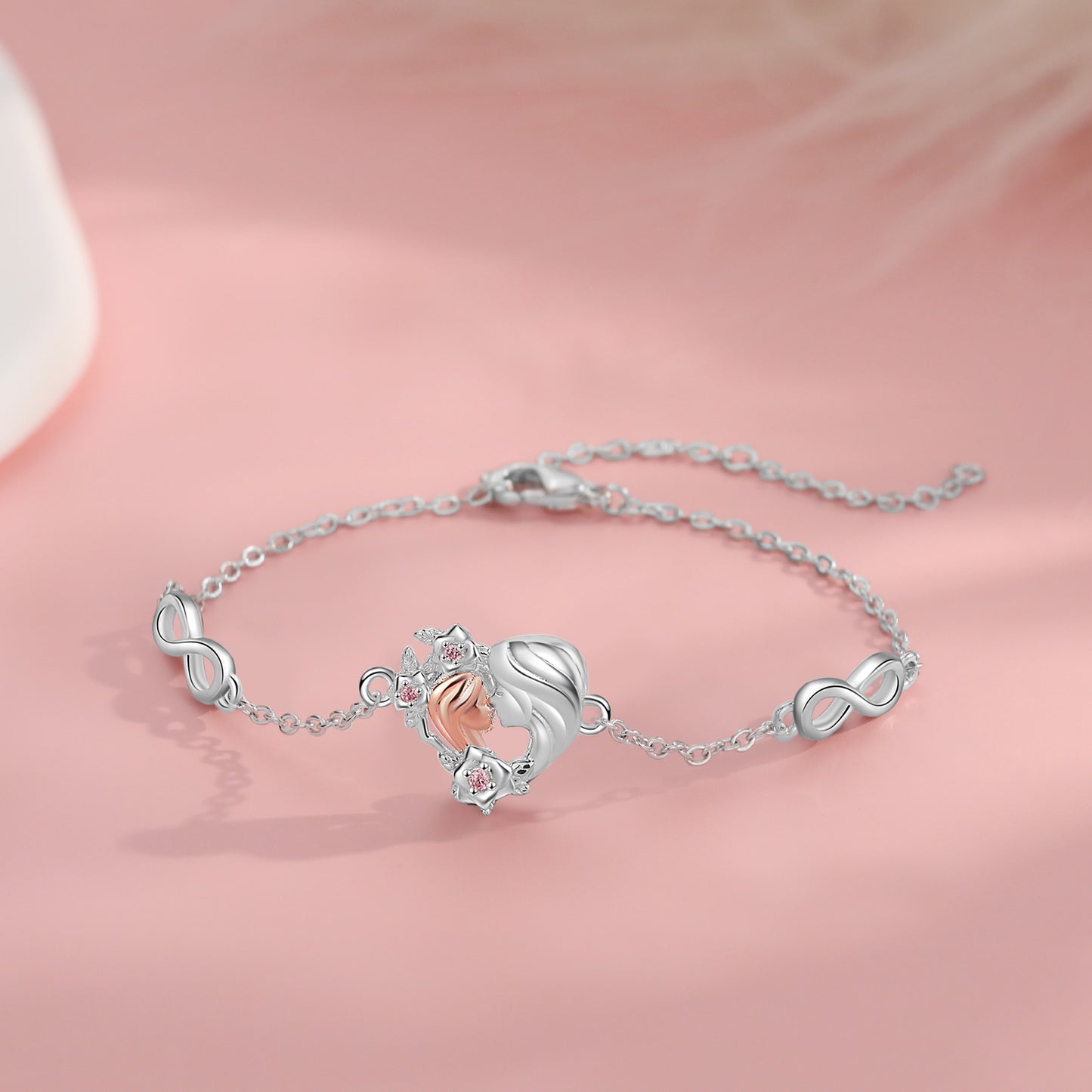 Mother and Child Heart Bracelet with Infinity