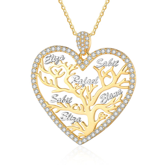 Custom Heart Necklace with Family Tree