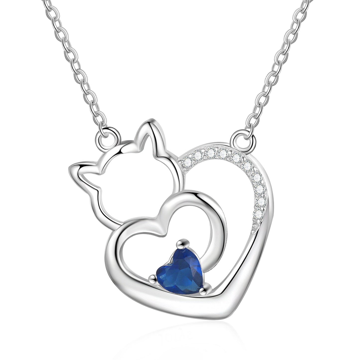 Custom Cat and Heart Necklace