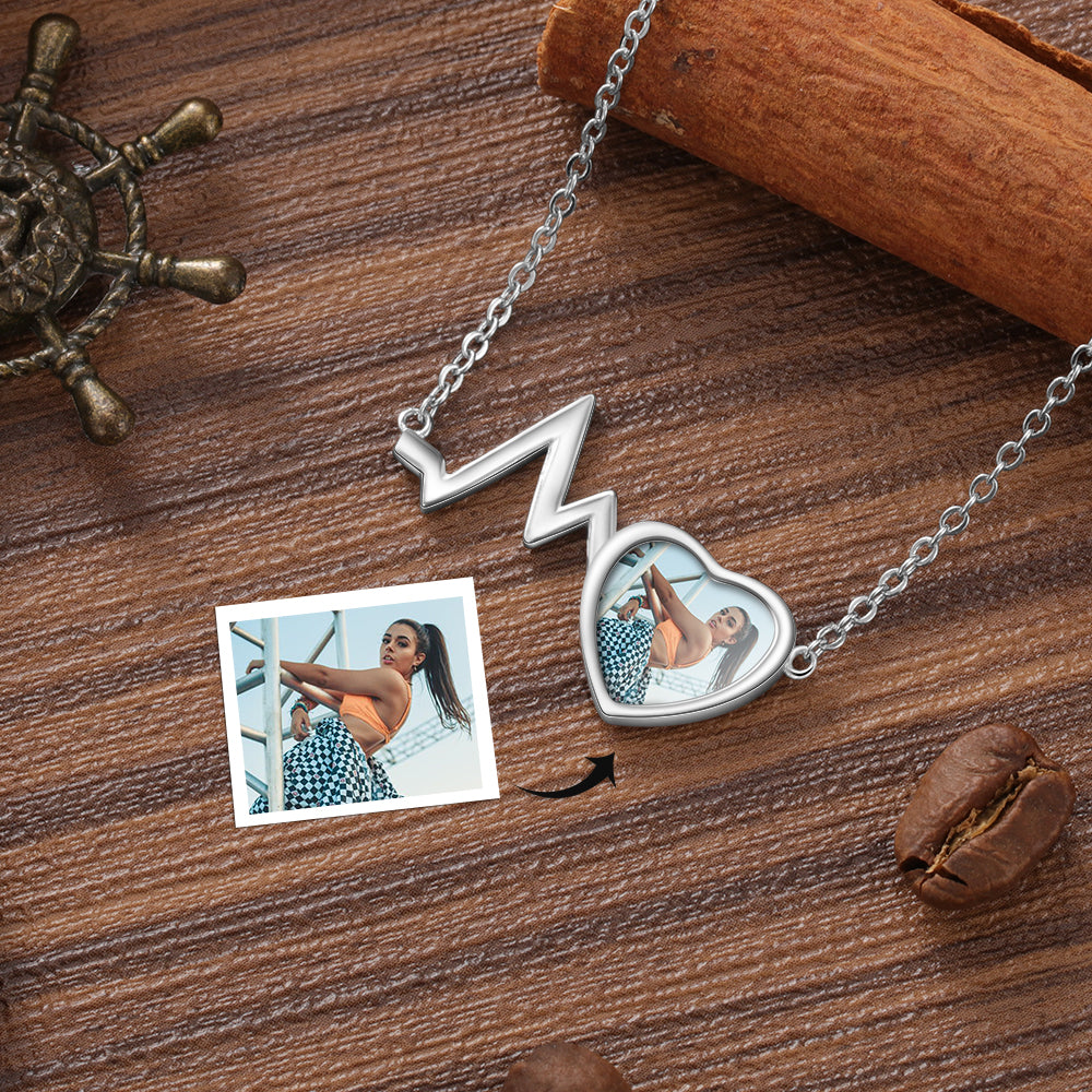 Custom Photo Heart Beat Necklace