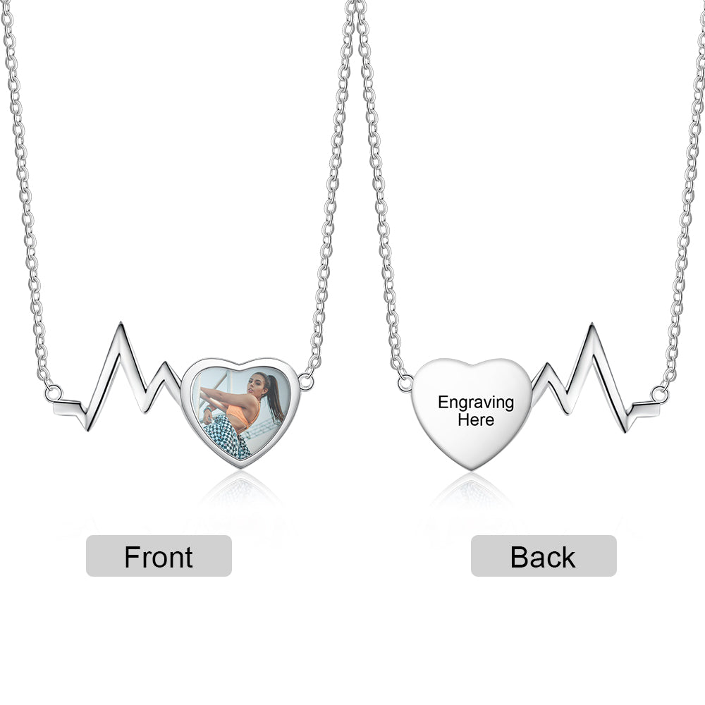 Custom Photo Heart Beat Necklace