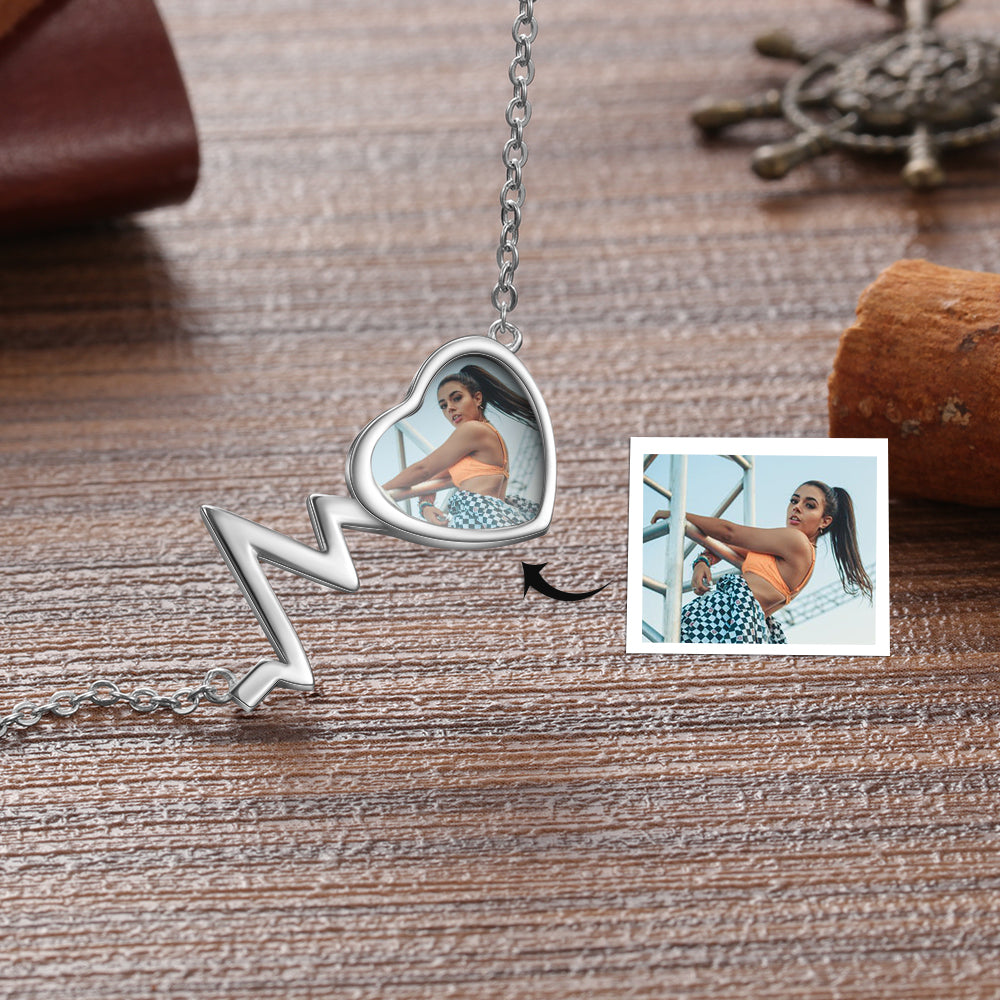 Custom Photo Heart Beat Necklace