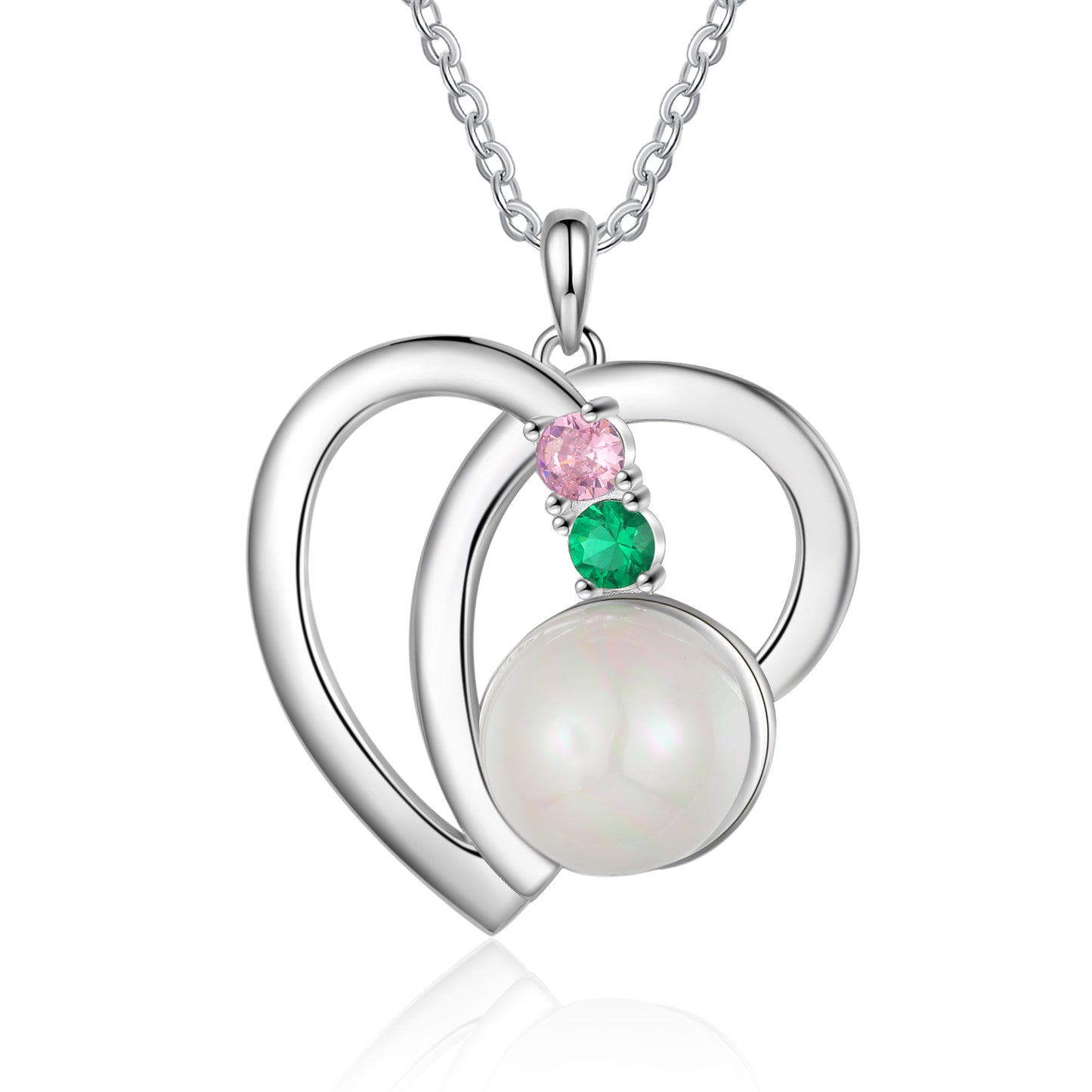 Personalized Heart Shaped Necklace with Pearl