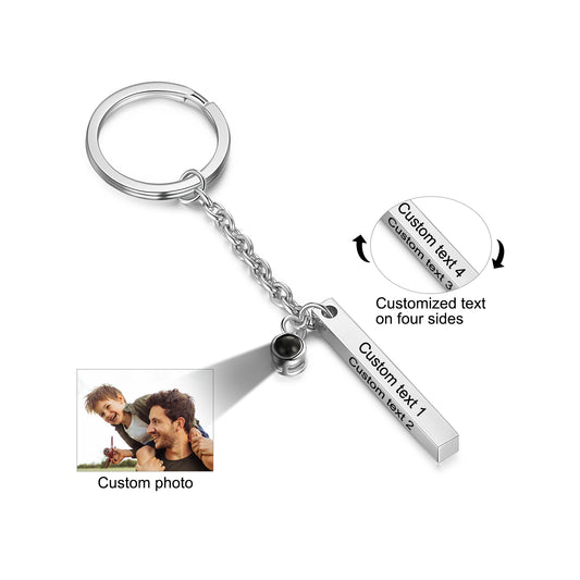 Custom Photo Projection Keychain with Vertical Bar
