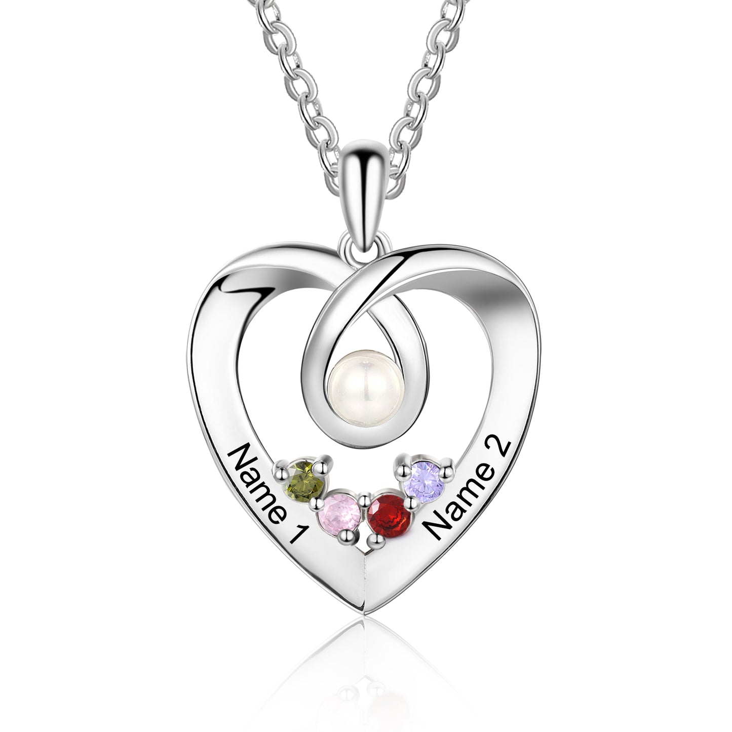 Personalized Heart Shaped Pendant Necklace with Pearl