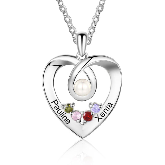 Personalized Heart Shaped Pendant Necklace with Pearl